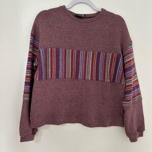 Plum Striped Crew Neck Sweater